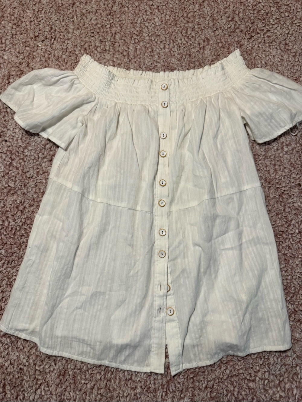 Anthropologie Off-the-Shoulder Button Front Top XS NWT